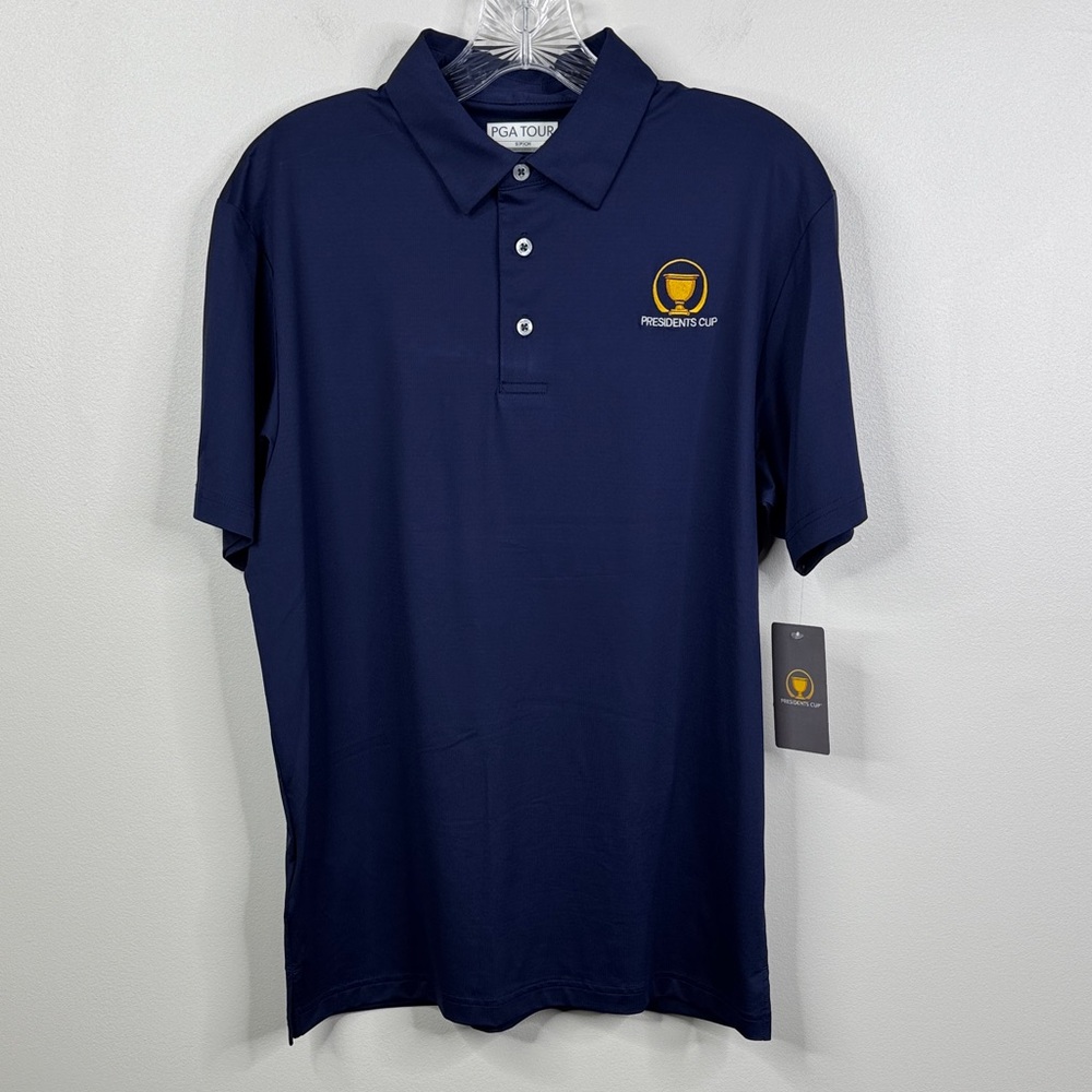 Pga Tour Presidents Cup Golf Polo Shirt Mens Small S Navy Blue Nwt Airflux